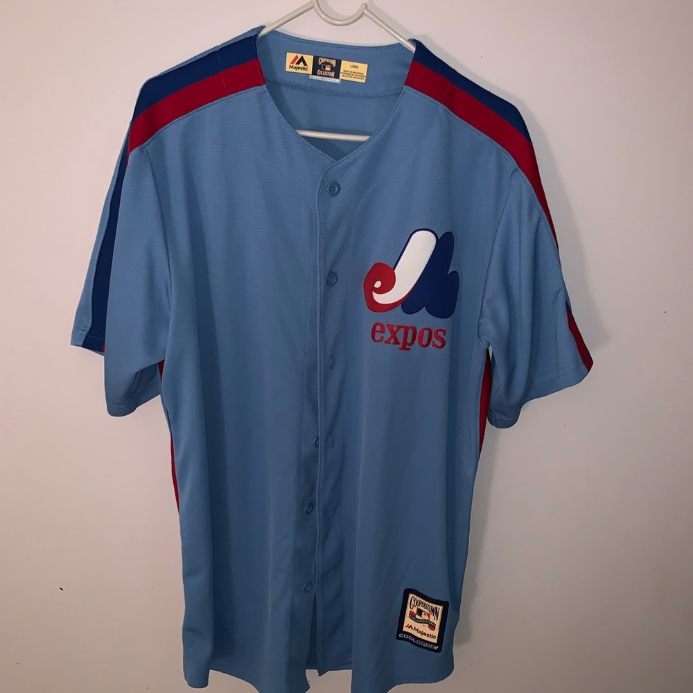 Expos baby blue majestic jersey size L